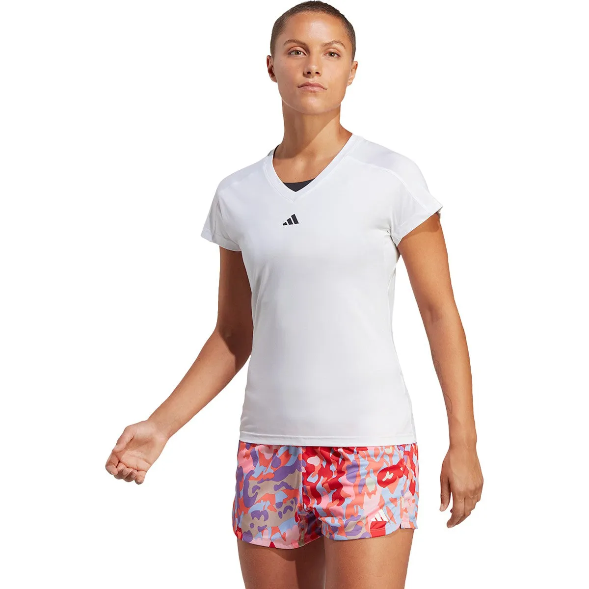 adidas Women's Aeroready Train Essentials Minimal Branding V-Neck Tee