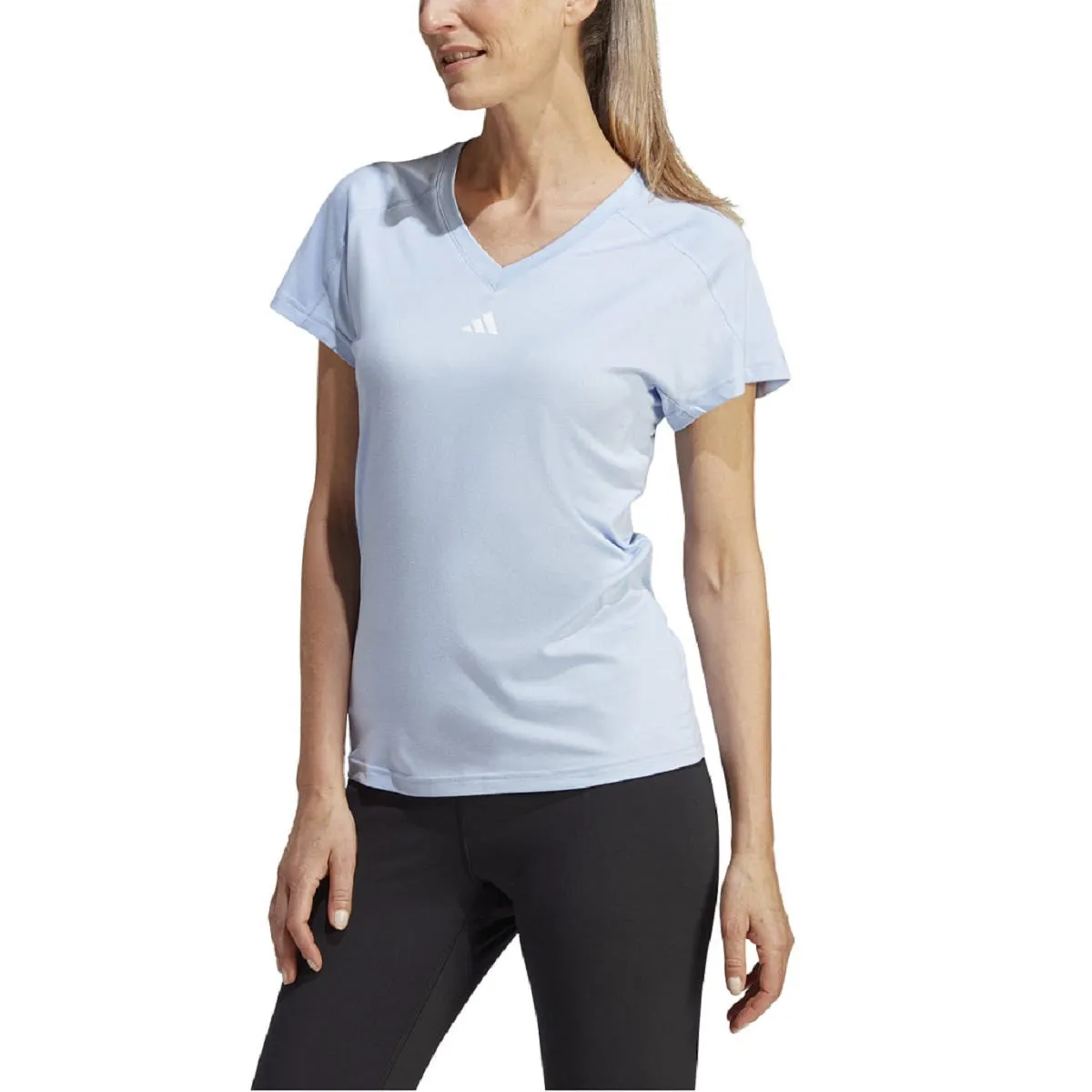 adidas Women's Aeroready Train Essentials Minimal Branding V-Neck Tee