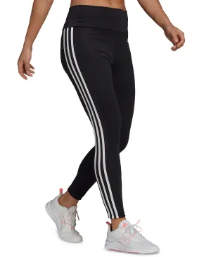 adidas Women's Full Length 3 Stripe High Waist Workout Leggings black and white