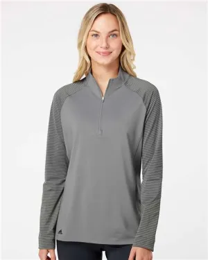 Adidas - Women's Stripe Block Quarter-Zip Pullover - A521