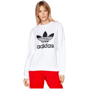 Adidas Womens Trefoil Crewneck White Sweatshirt