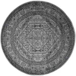 Adirondack Antique Silver/Black Round Rug