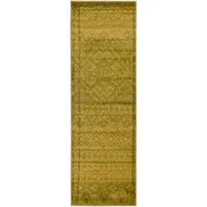 Adirondack Tribal Green/Dark Green Runner Rug