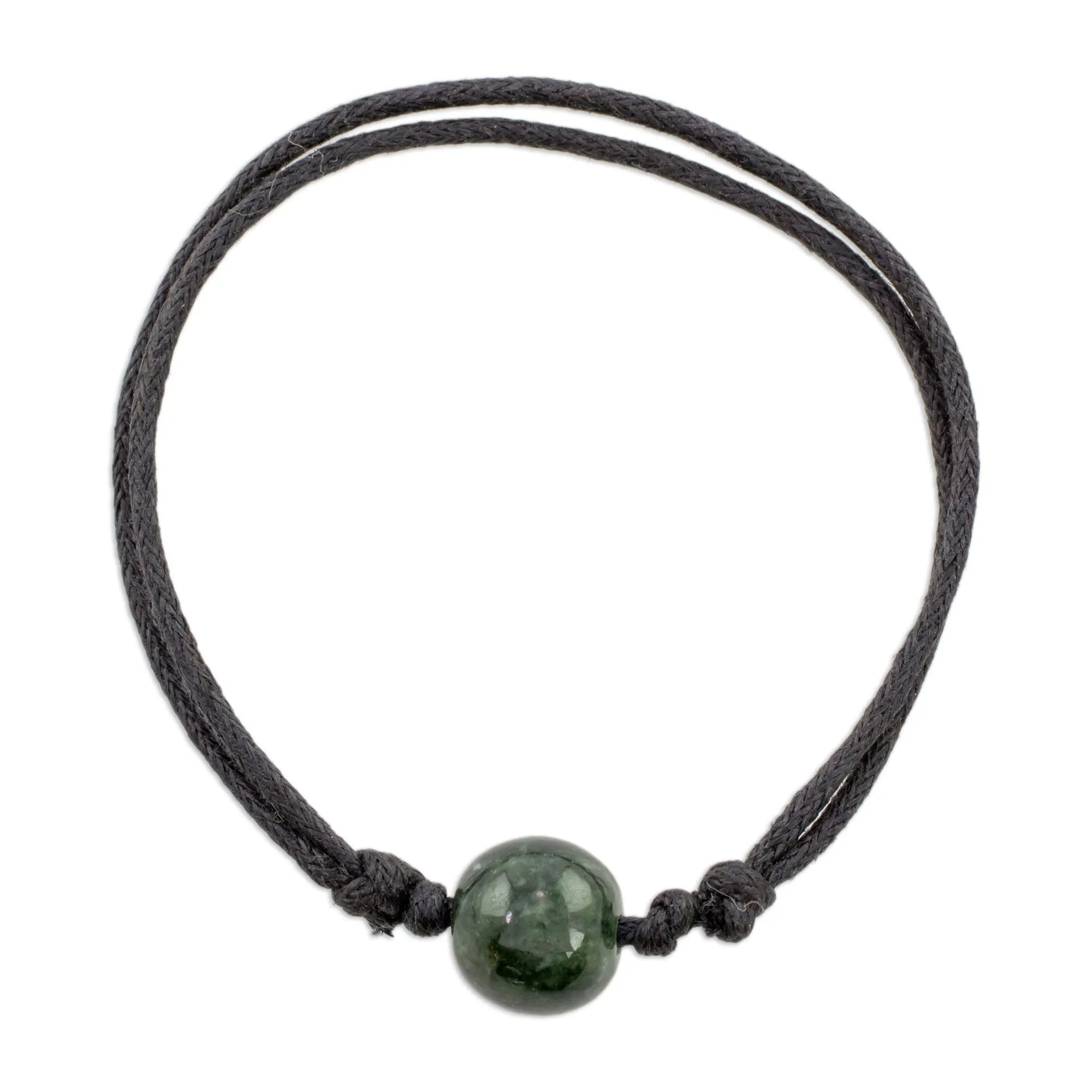 Adjustable Dark Green Jade Pendant Bracelet from Guatemala - Loving Life in Dark Green | NOVICA