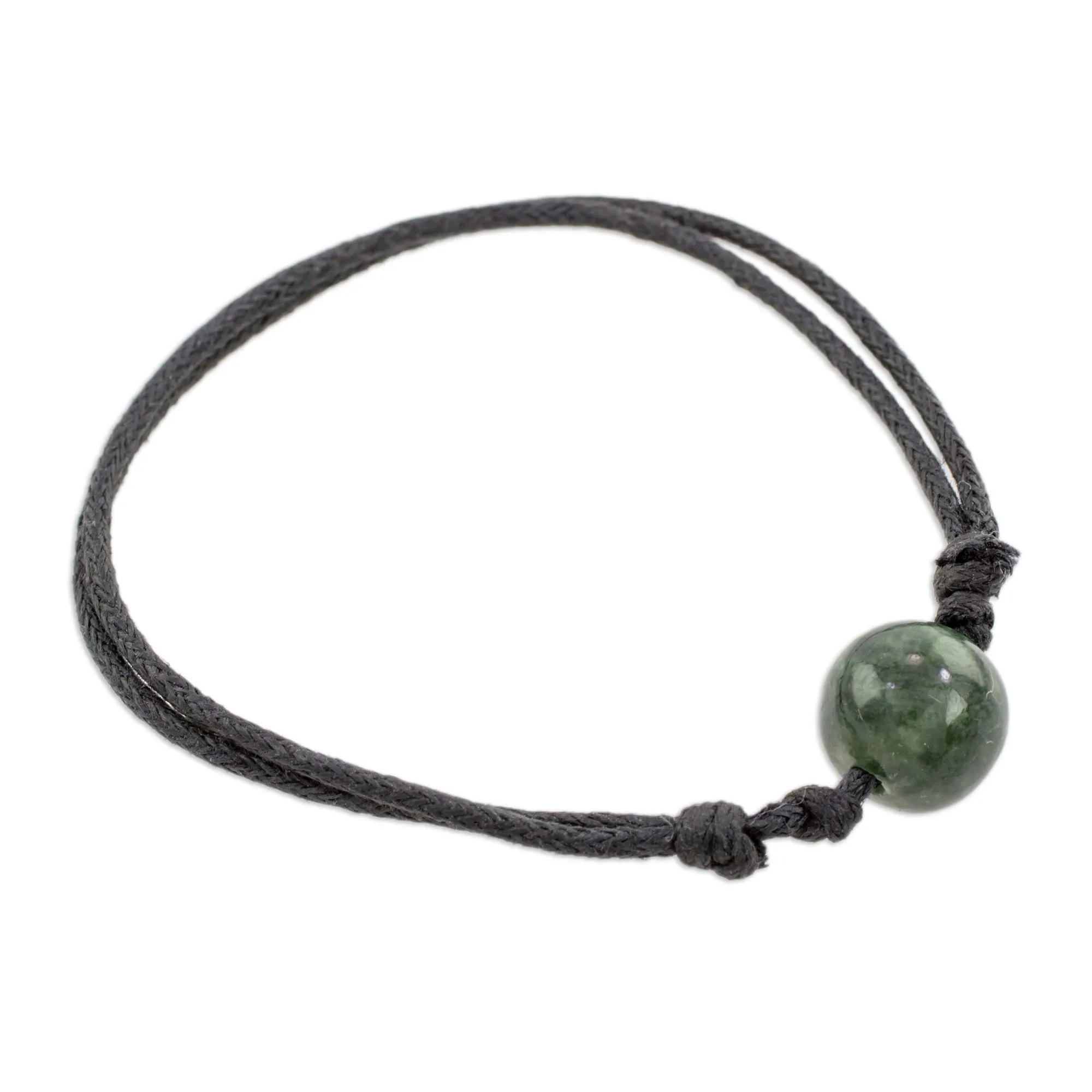 Adjustable Dark Green Jade Pendant Bracelet from Guatemala - Loving Life in Dark Green | NOVICA