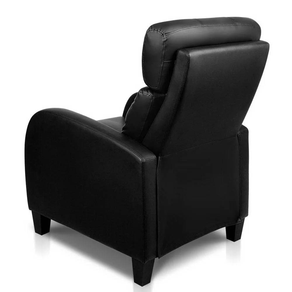 Adjustable PU Leather Reclining Armchair - Black | Artiss