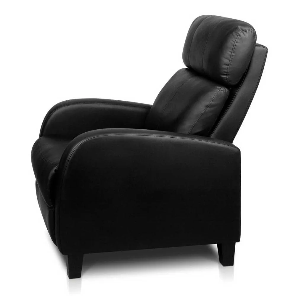 Adjustable PU Leather Reclining Armchair - Black | Artiss