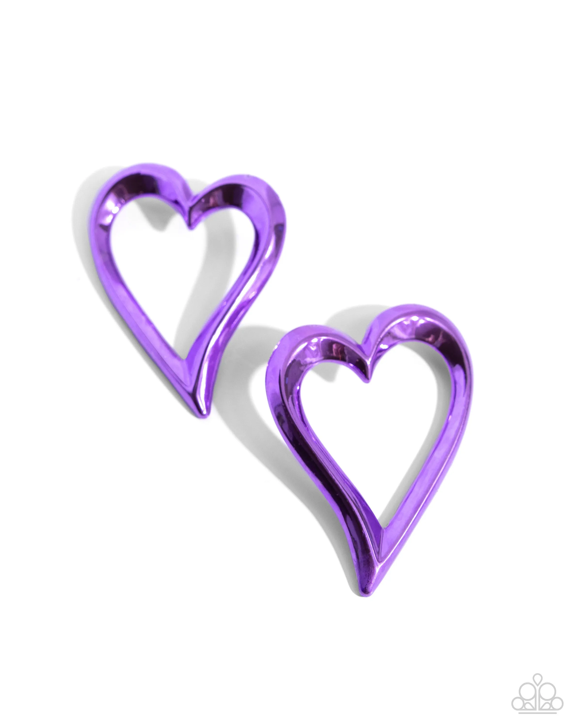 Admirable Acclaim - Purple - Metallic Asymmetrical Heart Paparazzi Post Earrings