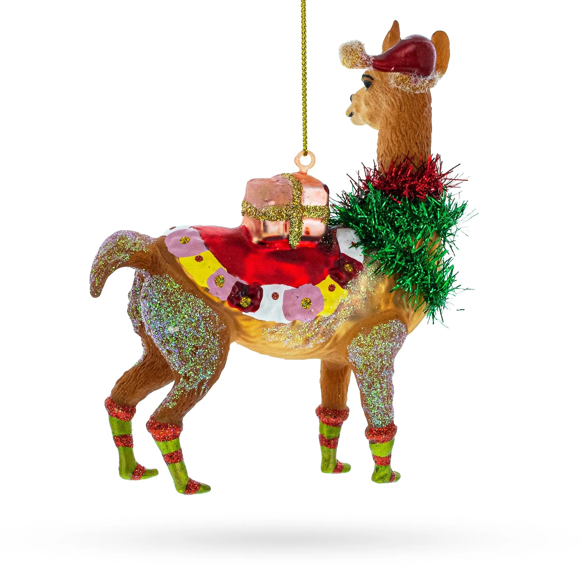 Adorable Alpaca - Blown Glass Christmas Ornament