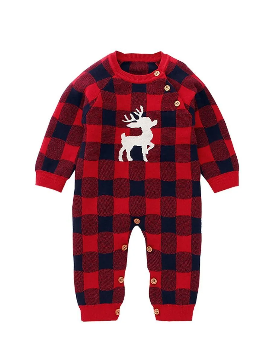 Adorable Baby Christmas Deer Crochet Jumpsuit