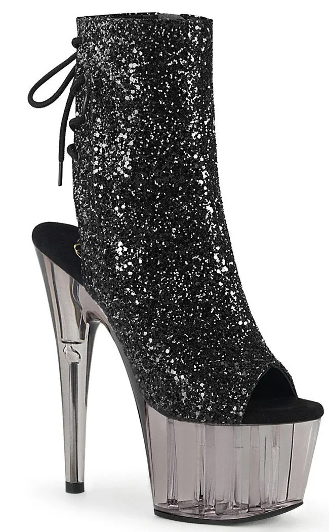 ADORE-1018 Black Glitter & Smoke Tint Platforms