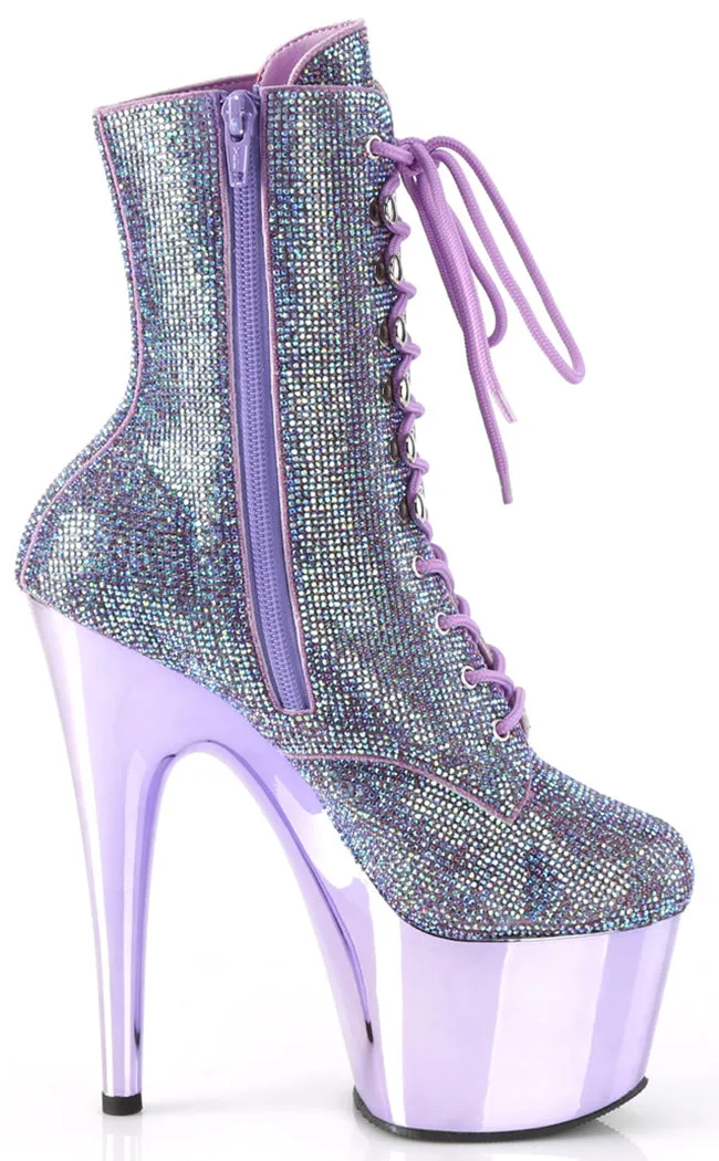 ADORE-1020CHRS Lavender Chrome & Rhinestone Boots