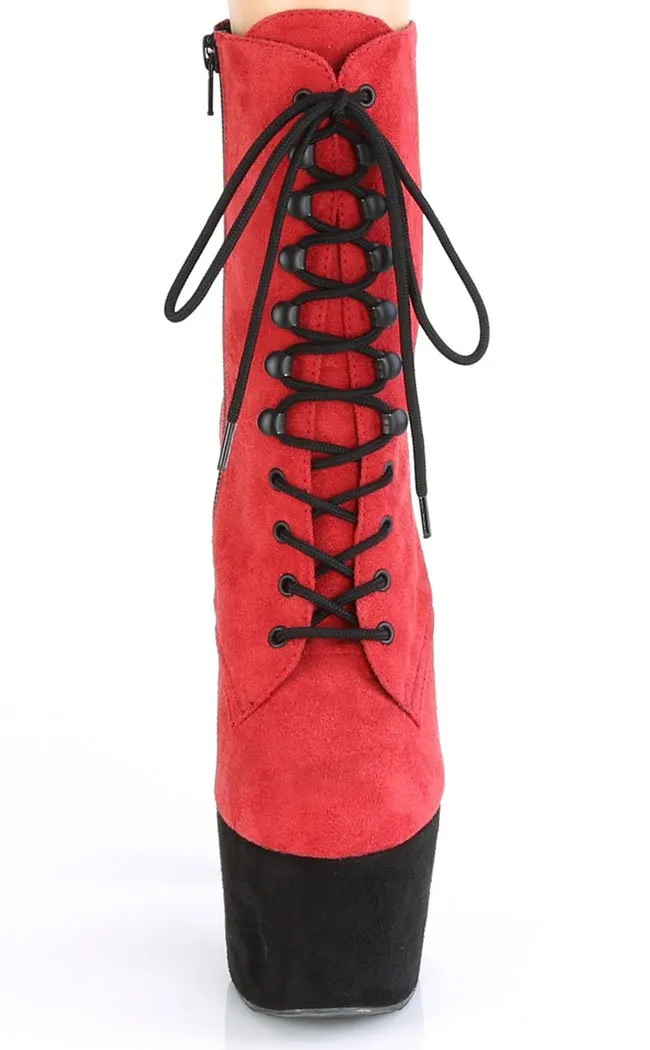 ADORE-1020FSTT Red & Black Suede Boots