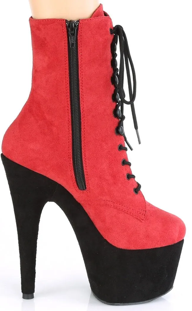 ADORE-1020FSTT Red & Black Suede Boots