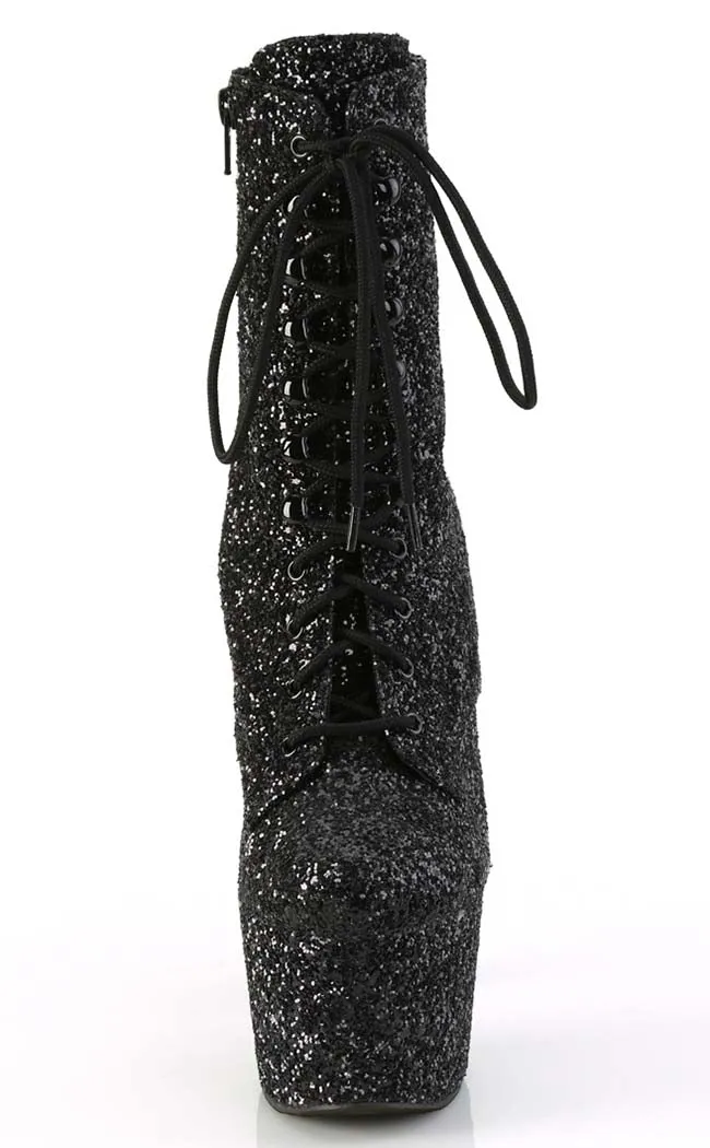 ADORE-1020GWR Black Glitter Ankle Boots