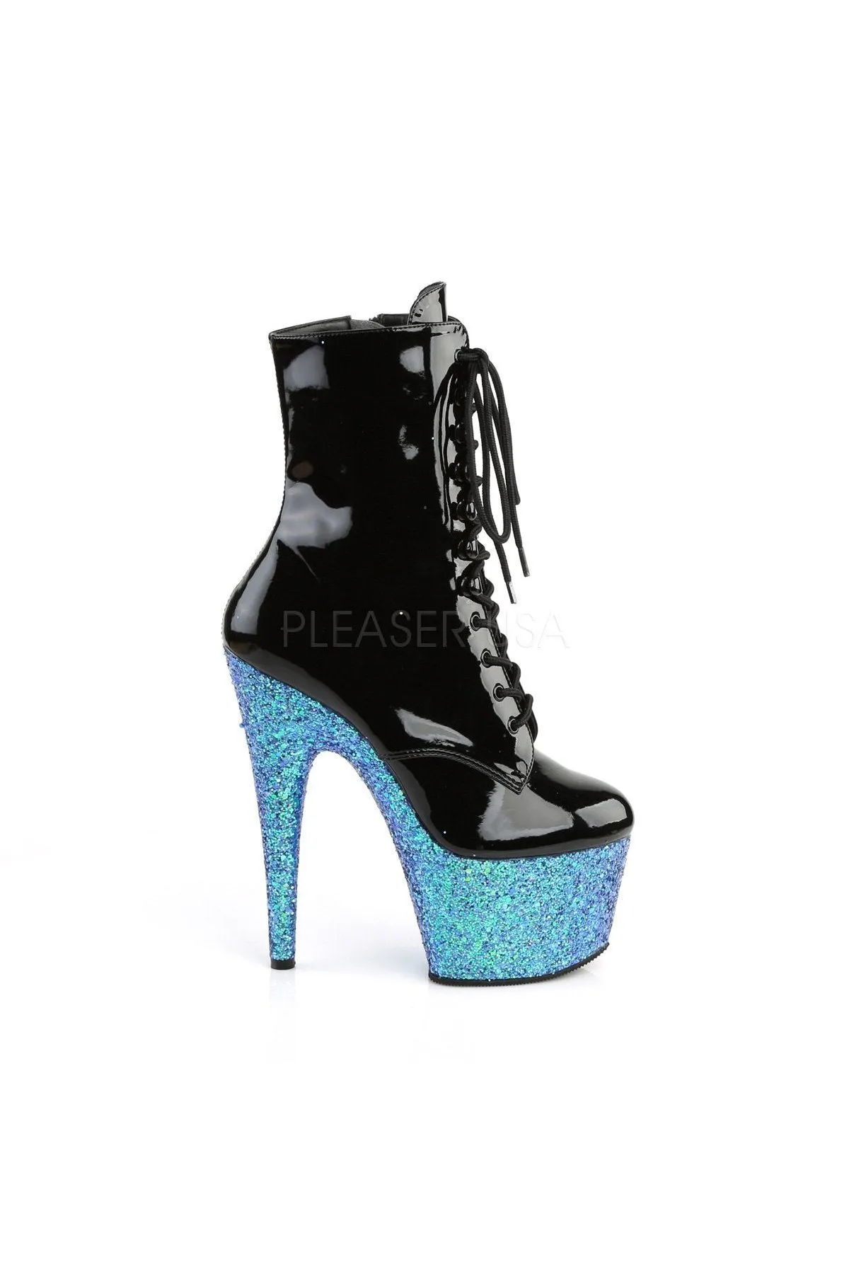 ADORE-1020LG Black Blue Multi Glitter Ankle Boots