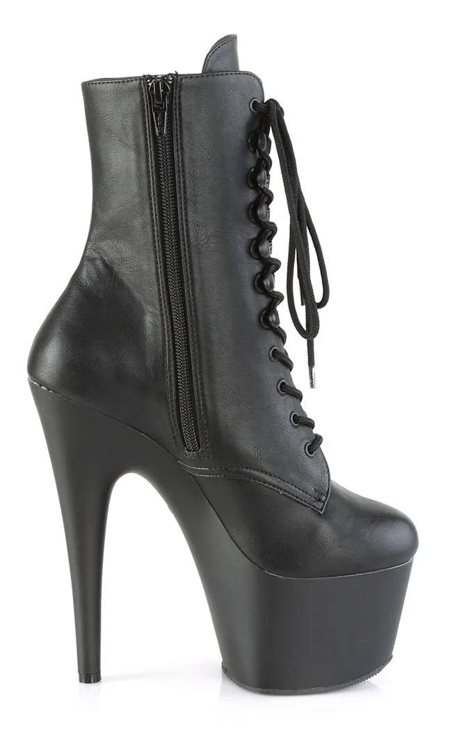 ADORE-1020PK Black Vegan Leather Ankle Boots