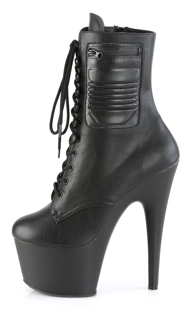 ADORE-1020PK Black Vegan Leather Ankle Boots