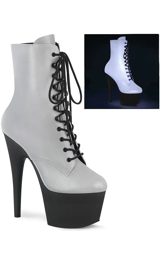 ADORE-1020REFL Silver Reflective Ankle Boots