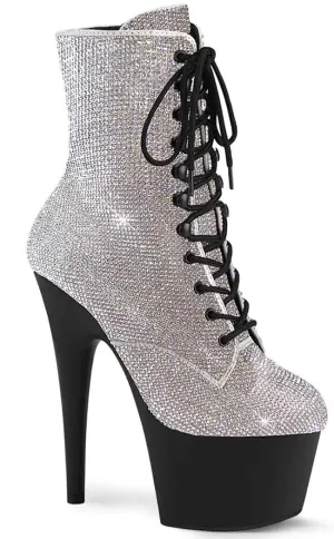 ADORE-1020RS Silver Rhinestone & Black Boots