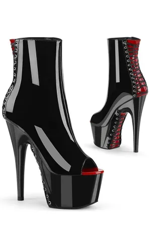 ADORE-1025 Black & Red Patent Peeptoe Boots