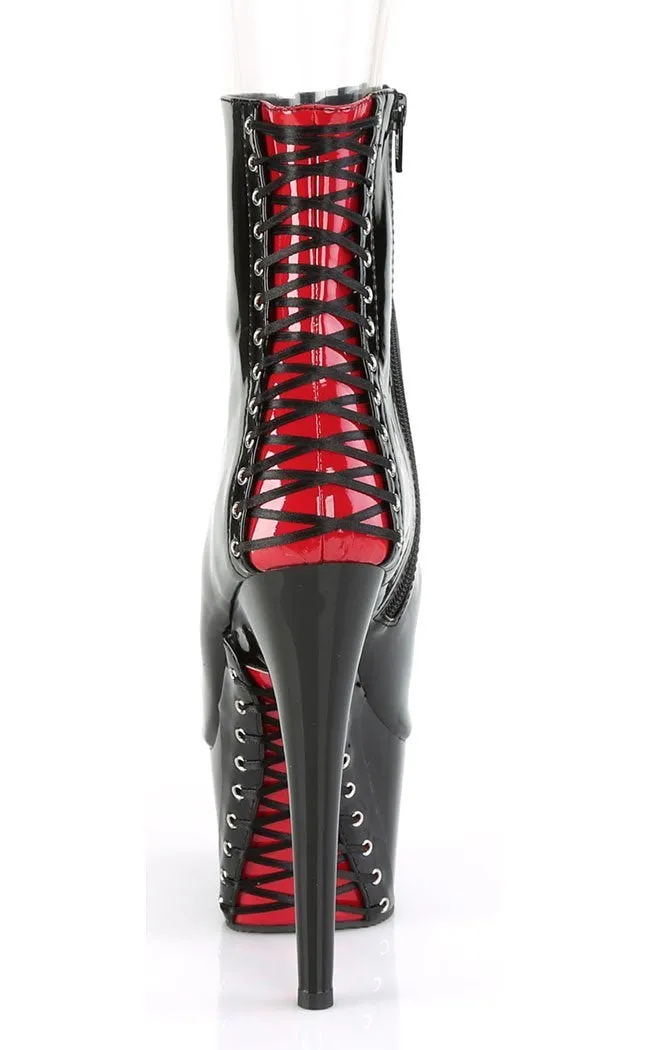 ADORE-1025 Black & Red Patent Peeptoe Boots