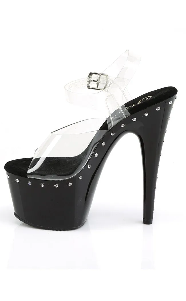 ADORE-708LS Clear & Black Platform Heels