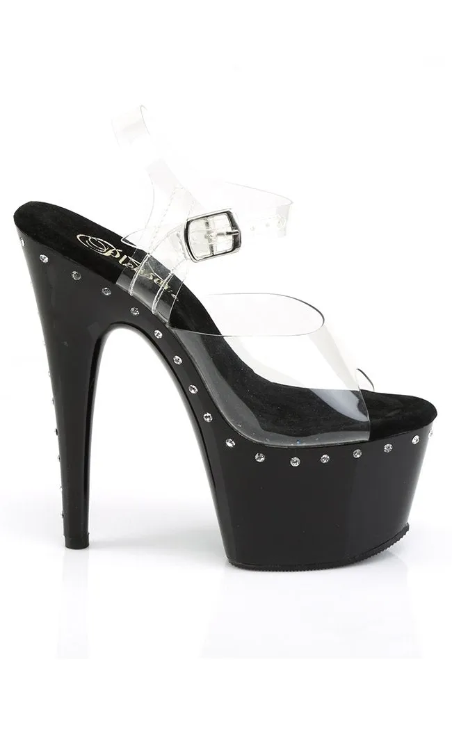 ADORE-708LS Clear & Black Platform Heels