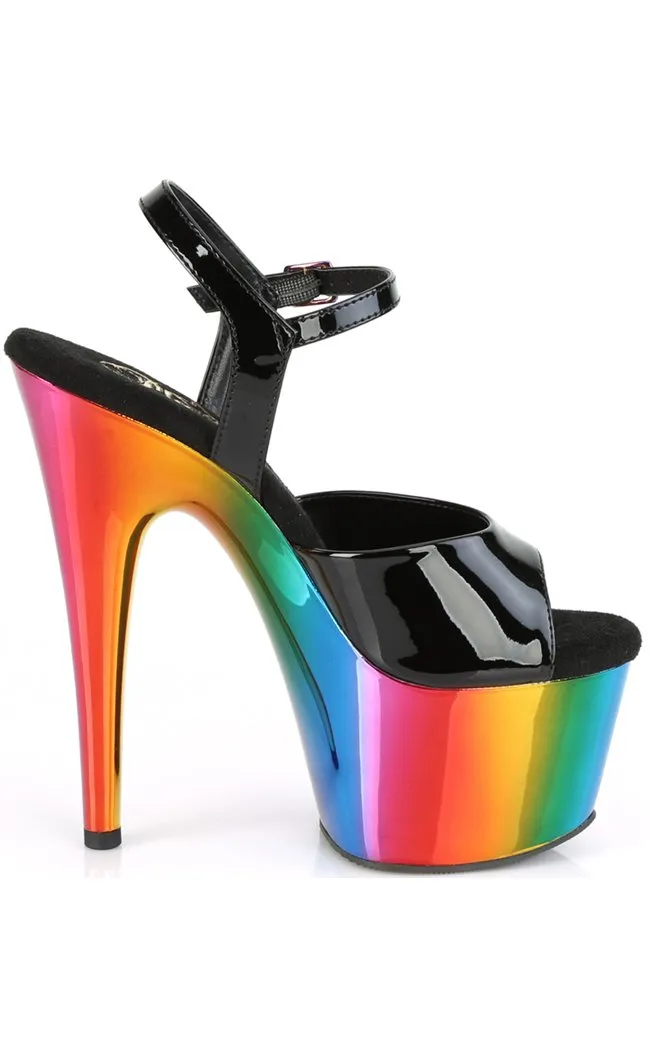 ADORE-709RC Black & Rainbow Chrome Heels