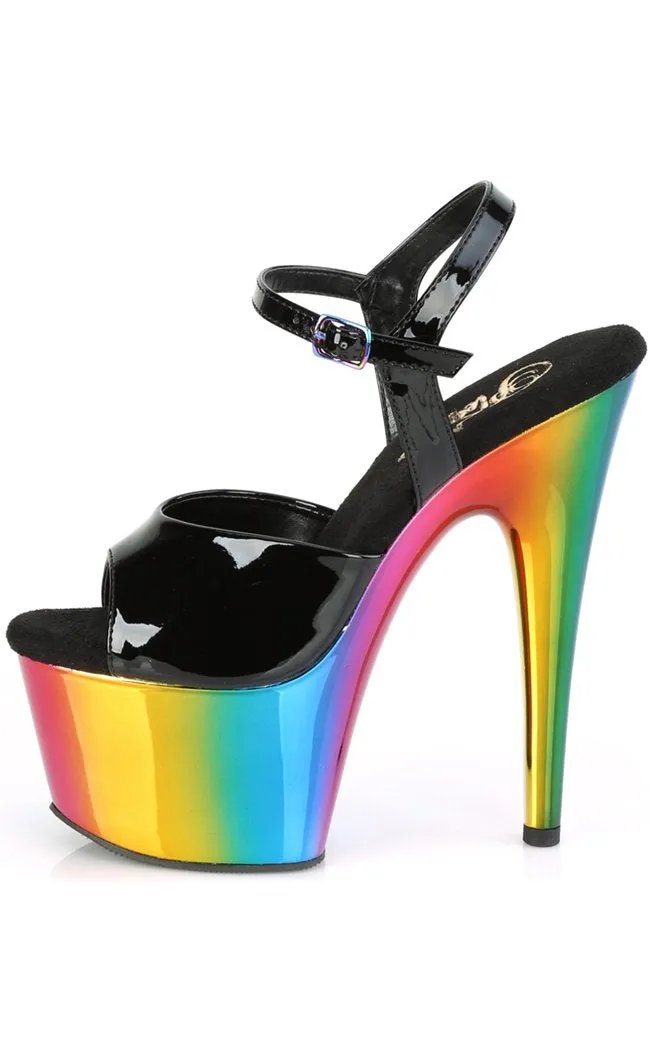 ADORE-709RC Black & Rainbow Chrome Heels