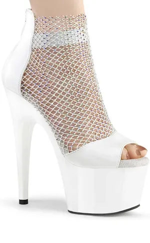 ADORE-765RM White Patent Rhinestone Mesh Heels