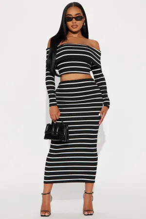 Adrian Stripe Skirt Set - Black/combo