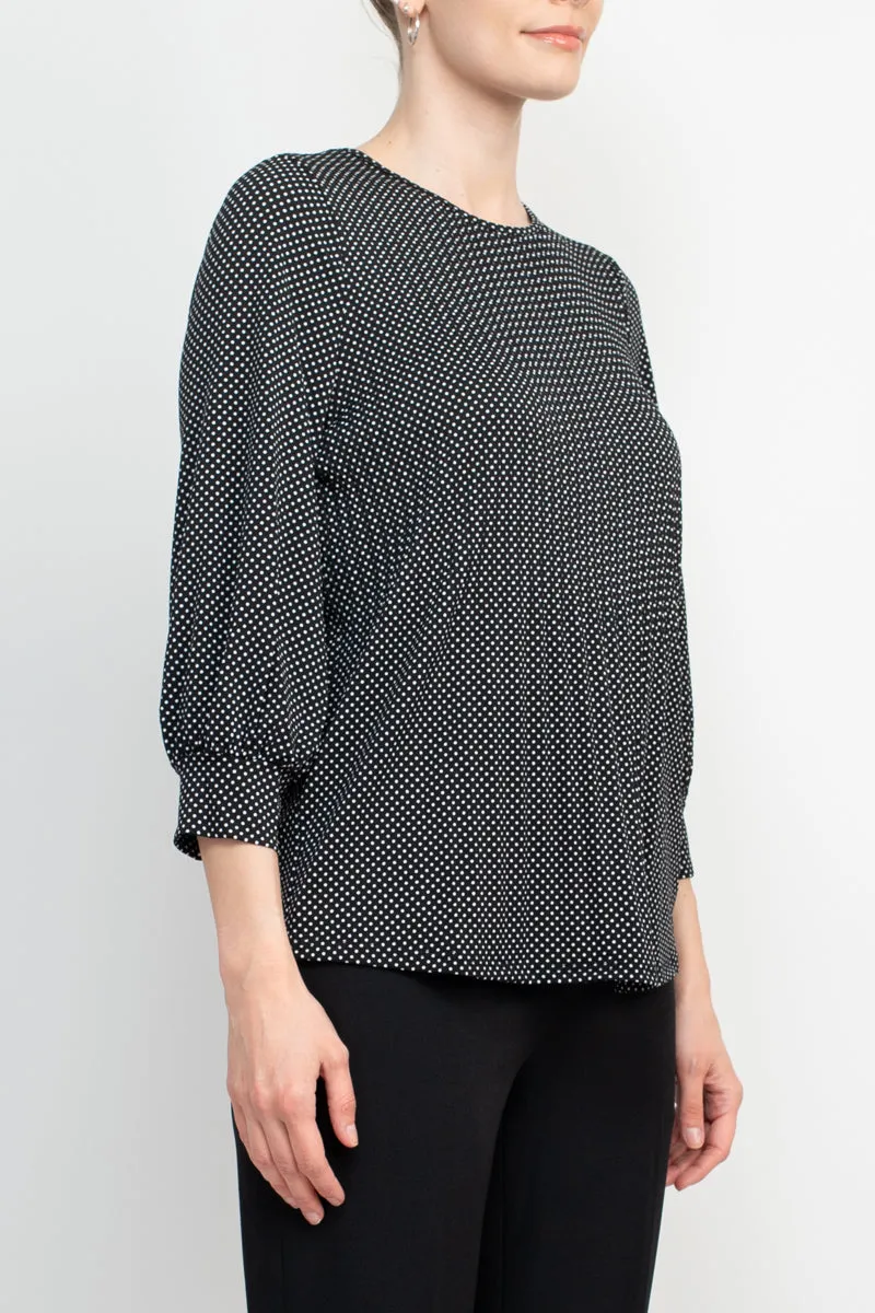 Adrianna Papell Crew Neck 3/4 Sleeves Crepe Top