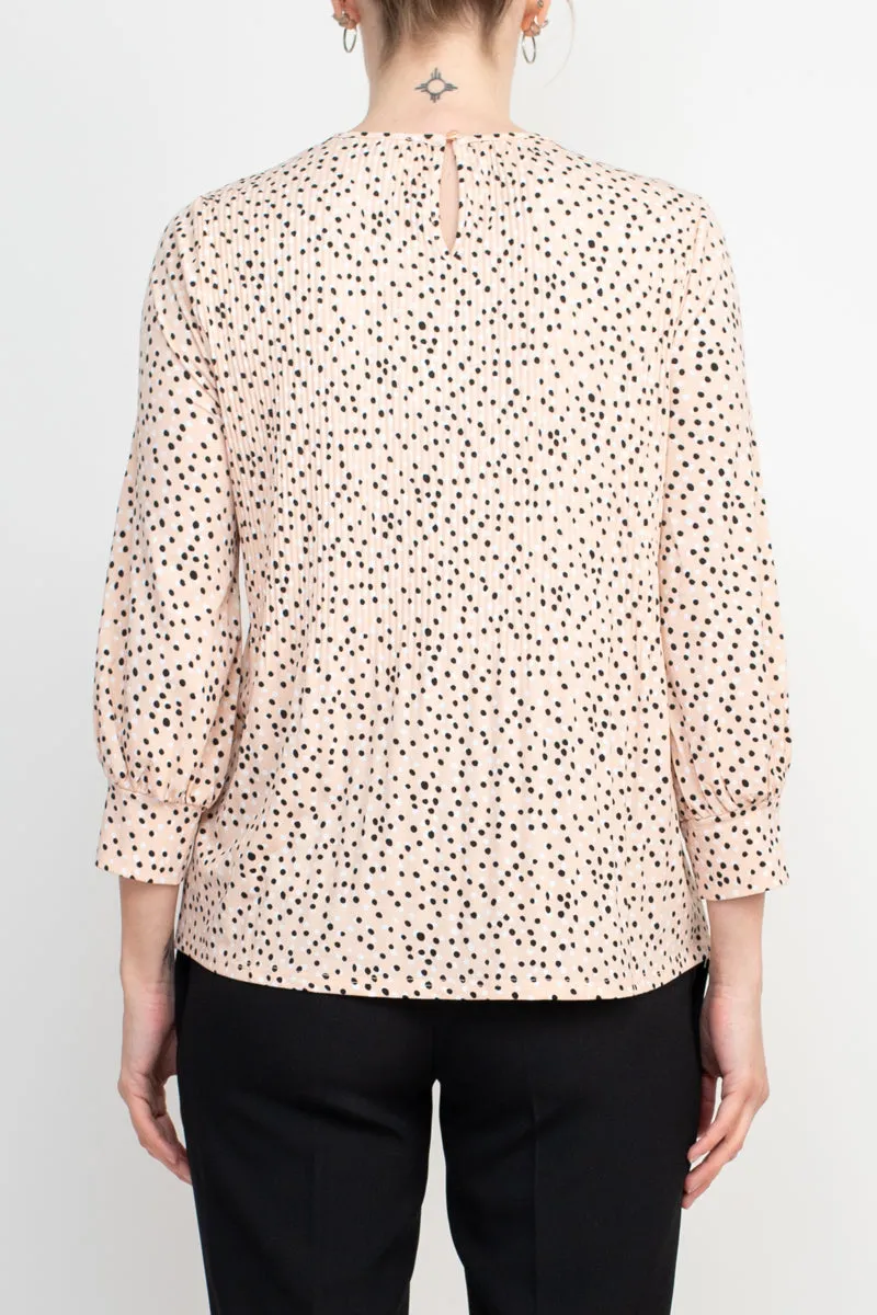 Adrianna Papell Crew Neck 3/4 Sleeves Crepe Top