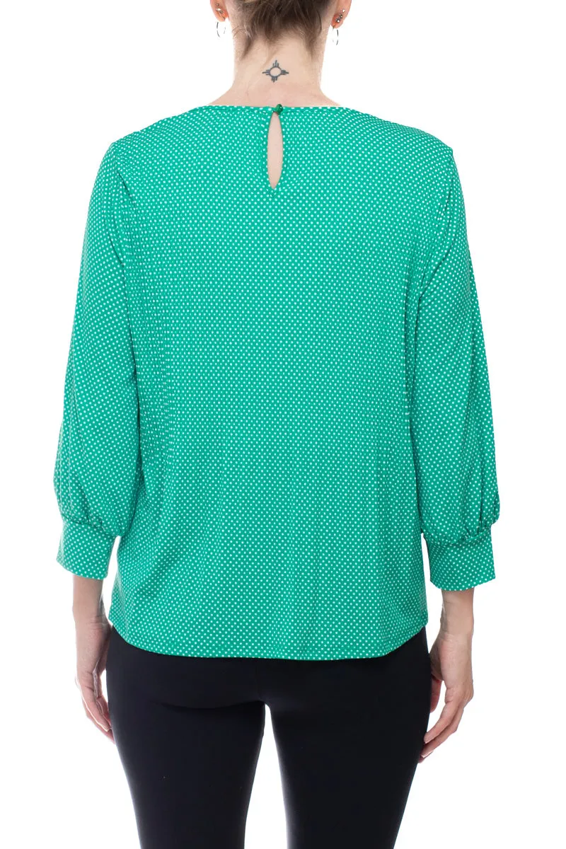 Adrianna Papell Crew Neck 3/4 Sleeves Crepe Top