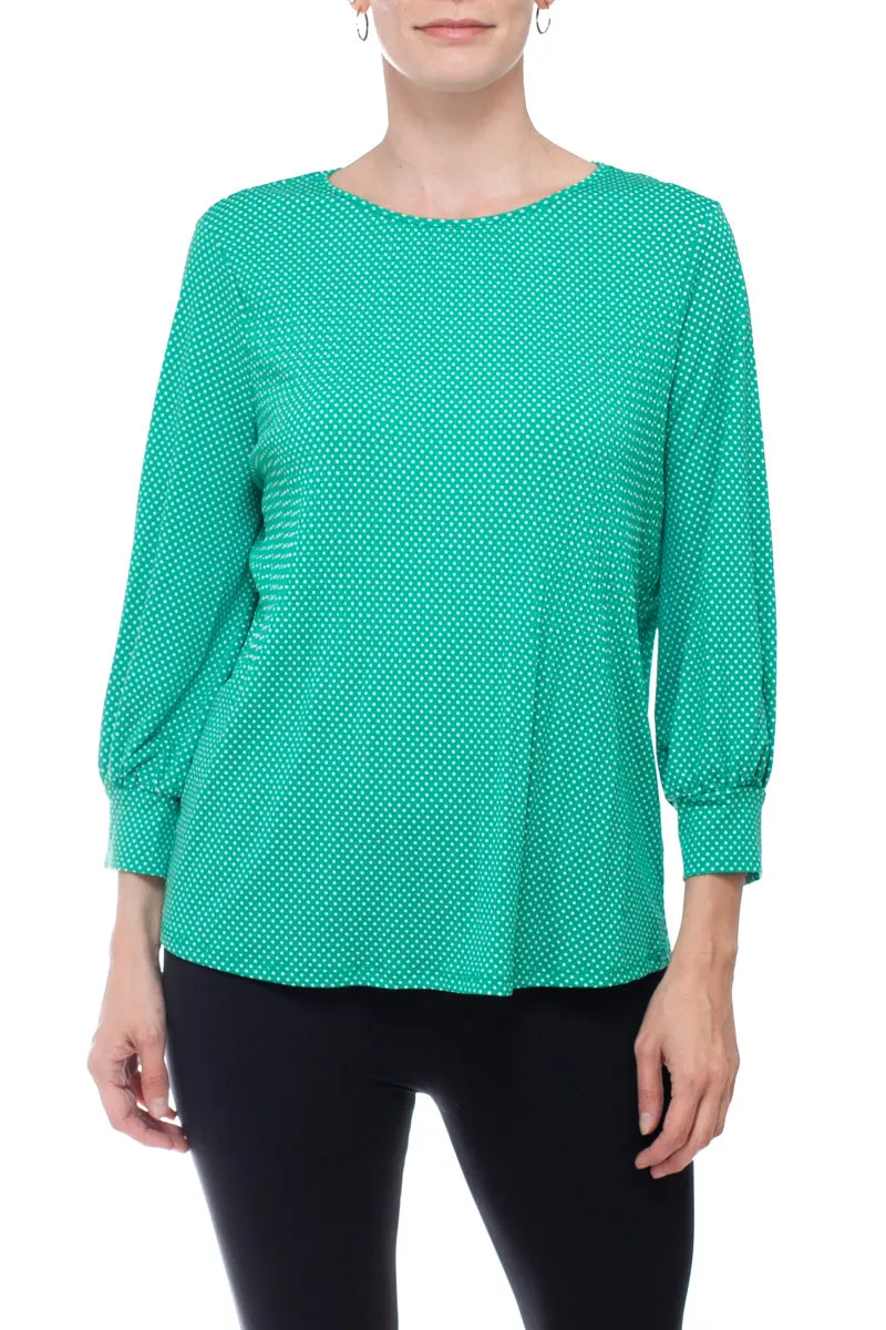 Adrianna Papell Crew Neck 3/4 Sleeves Crepe Top