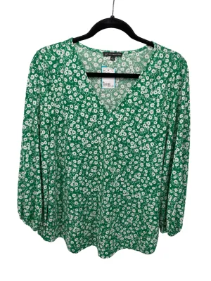 Adrianna Papell Misses Size XL Green Floral LS Blouse