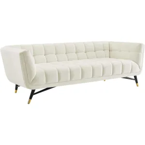 Adrianna Upholstered Velvet Sofa Ivory