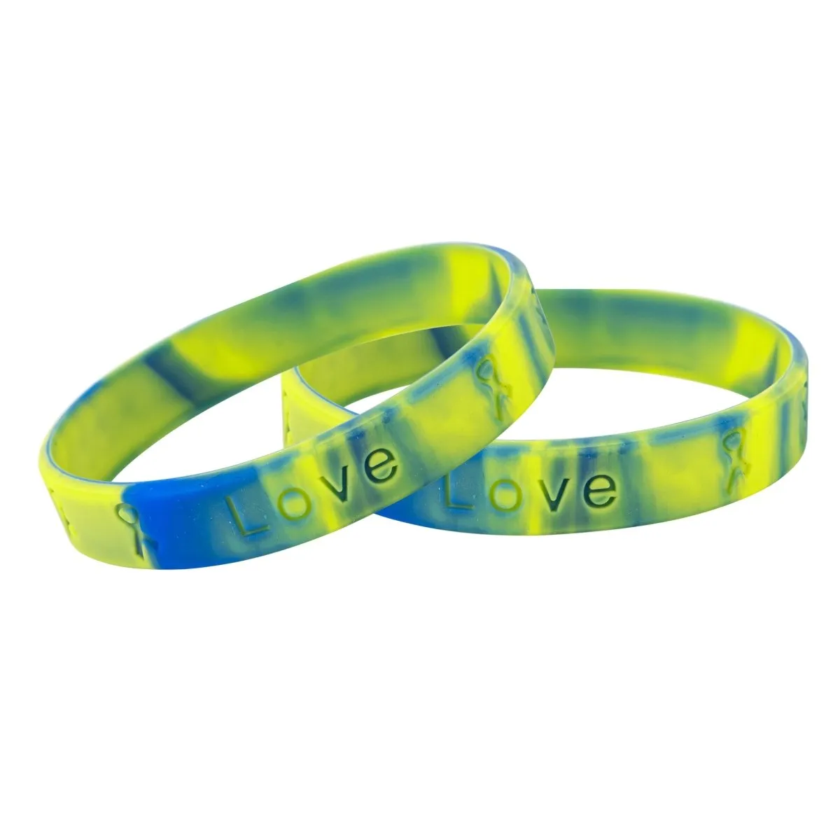 Adult Blue & Yellow Silicone Bracelet Wristbands