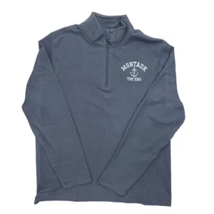 Adult Embroidered Charles River Montauk The End Anchor Logo 1/4 Zip-Up Cadet