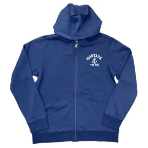 Adult Embroidered Charles River Montauk The End Anchor Logo Full Zip-Up Hooded Sweatshirt