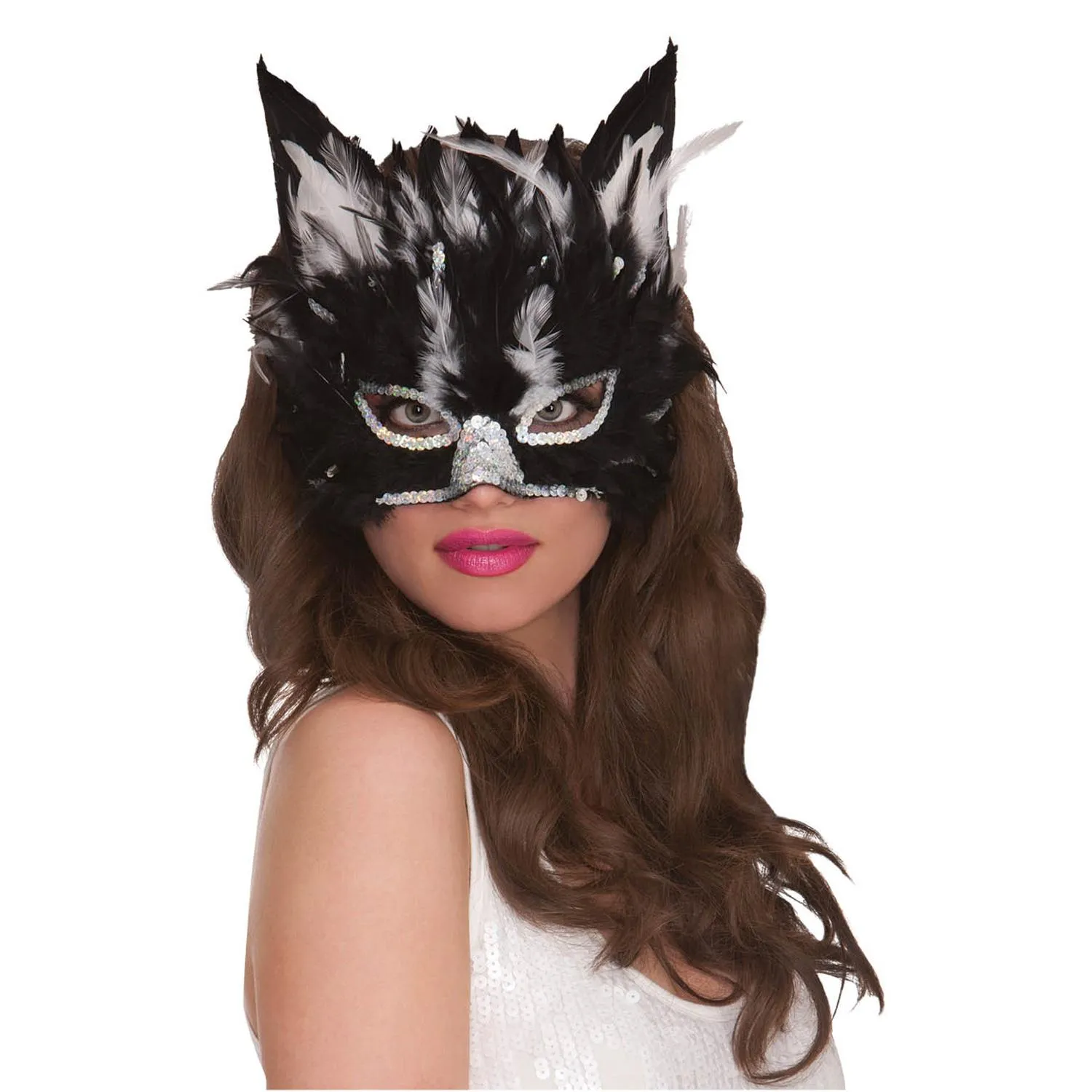 Adult Feather Cat Mask