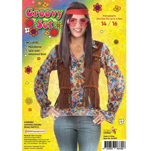 Adult Female Groovy Hippie Vest set