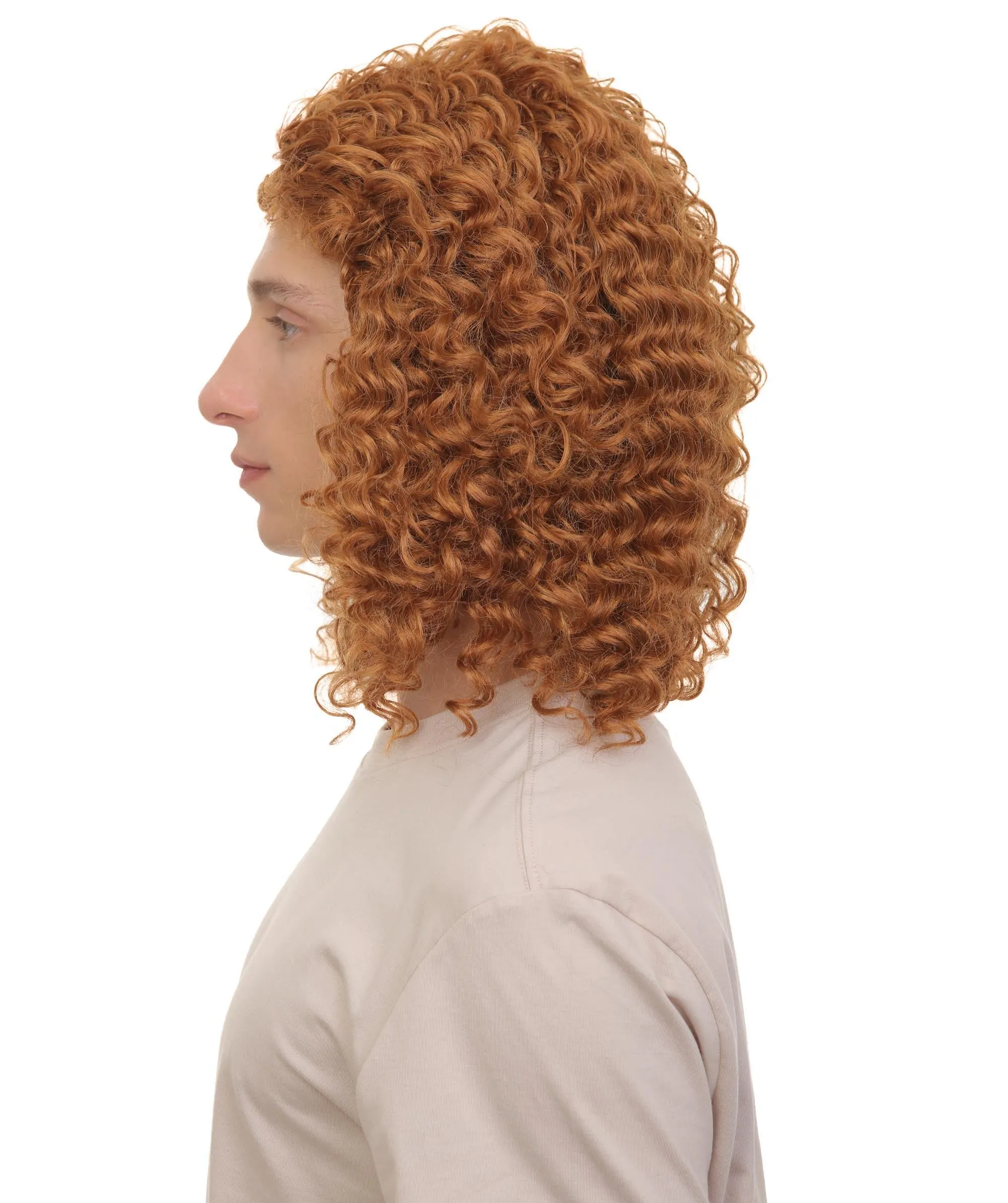 Adult Men's  American Actor Comedian Bright Red Curly Wig | Best for Halloween | Flame-retardant Synthetic Fiber