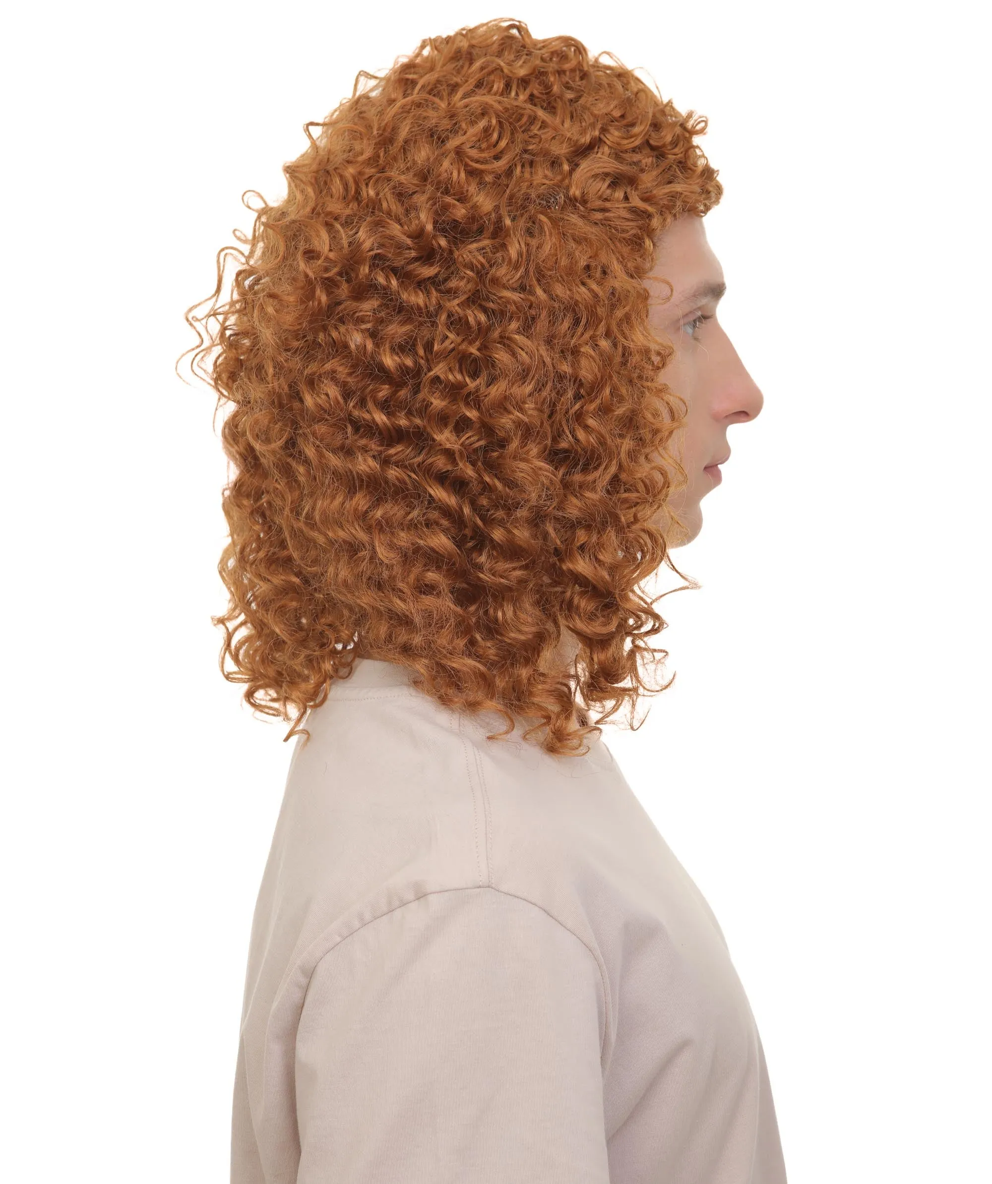 Adult Men's  American Actor Comedian Bright Red Curly Wig | Best for Halloween | Flame-retardant Synthetic Fiber