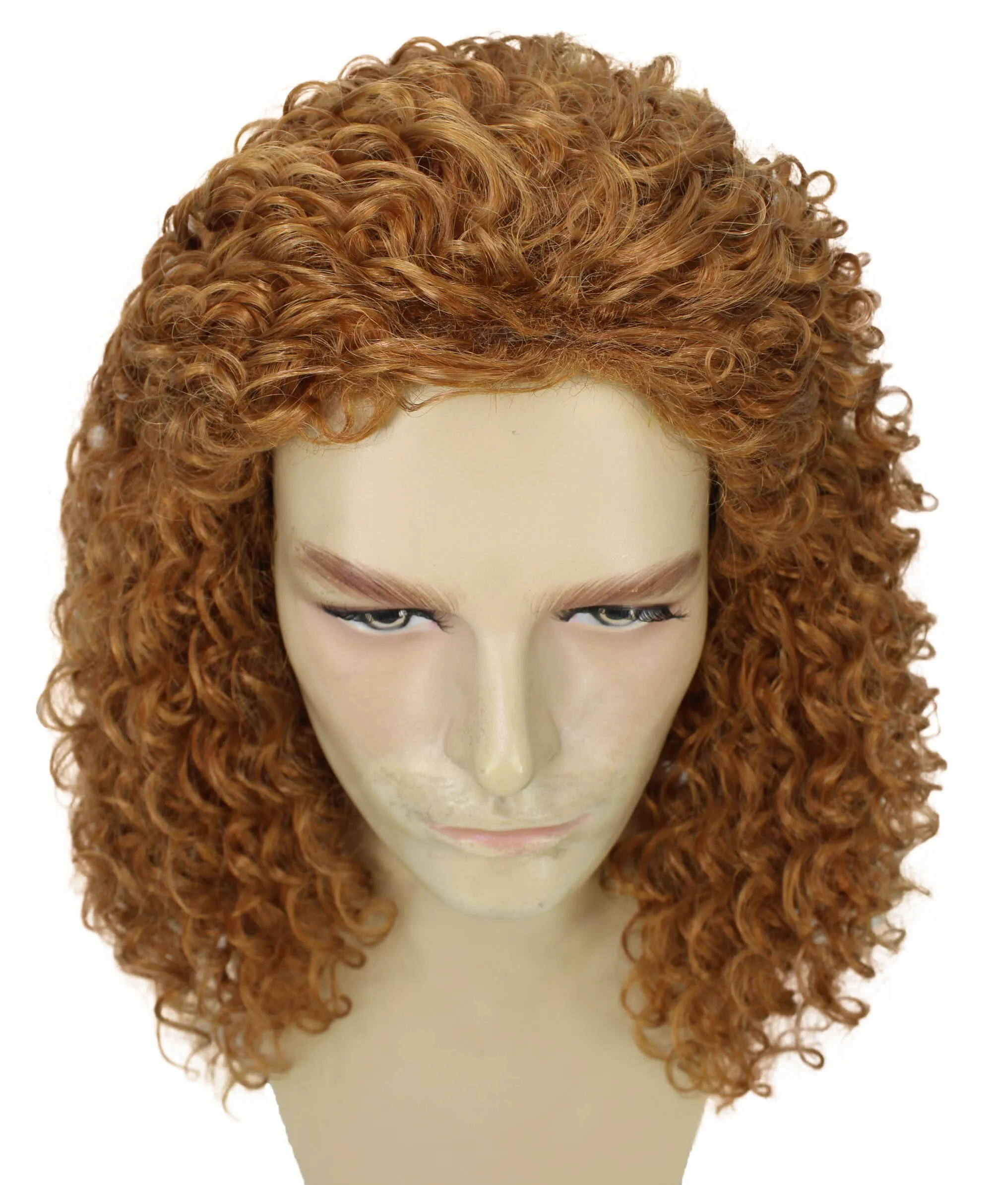 Adult Men's  American Actor Comedian Bright Red Curly Wig | Best for Halloween | Flame-retardant Synthetic Fiber