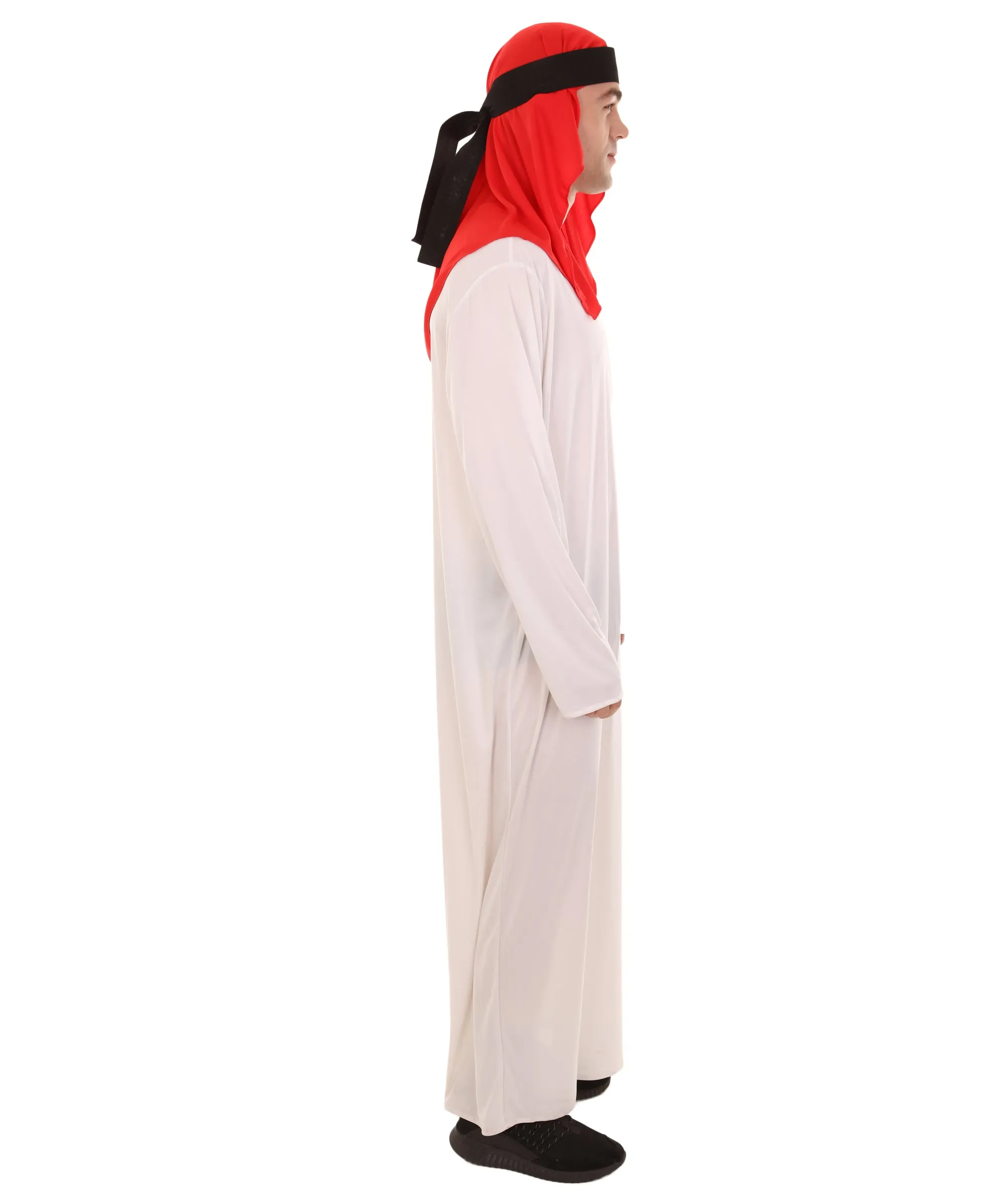 Adult Men's Sheikh Arabian Costume | White & Red Cosplay Costume