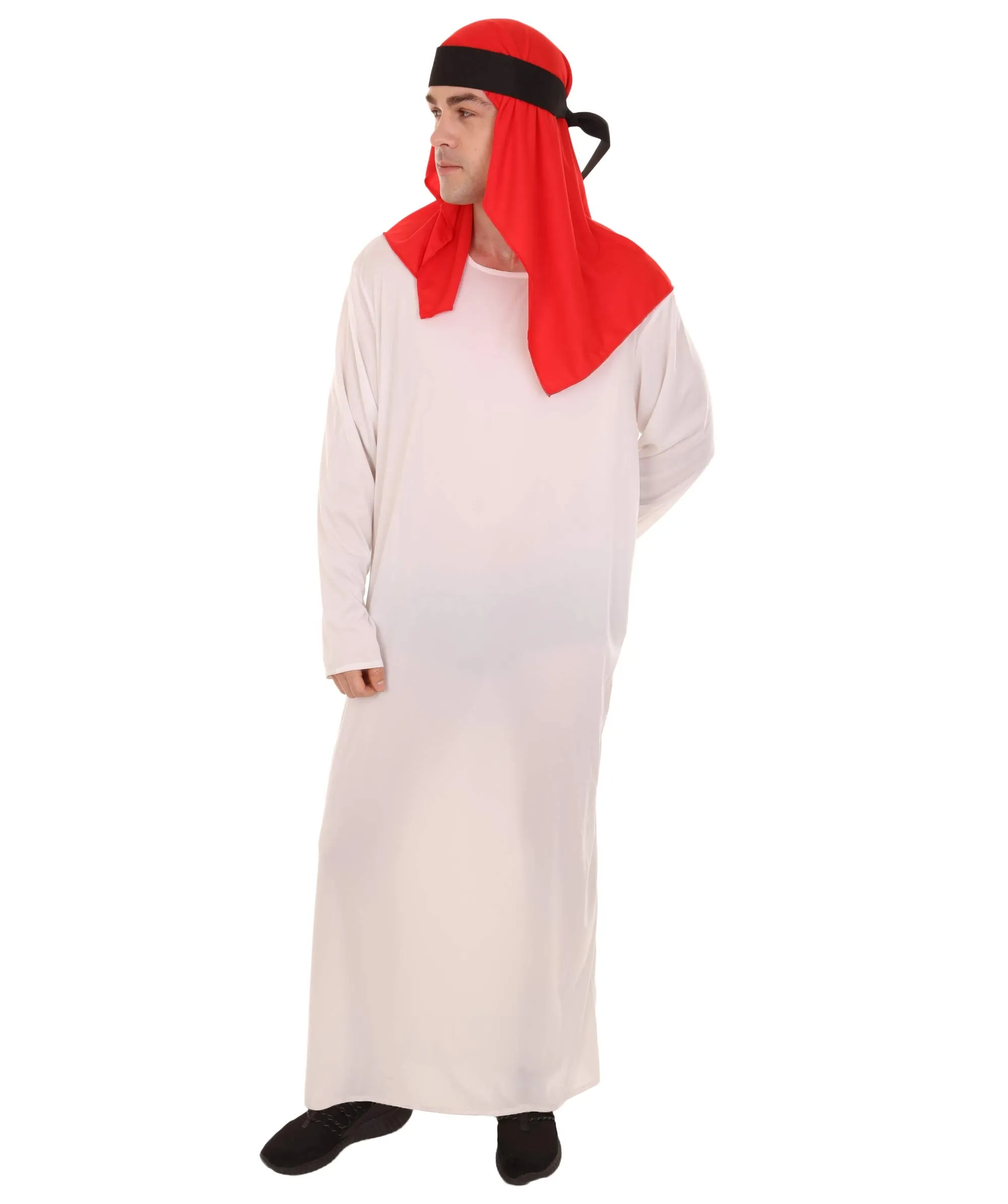 Adult Men's Sheikh Arabian Costume | White & Red Cosplay Costume