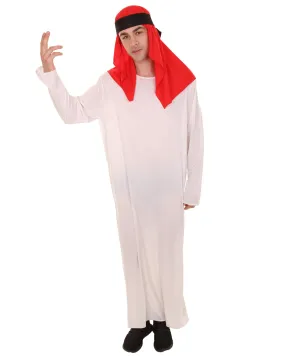 Adult Men's Sheikh Arabian Costume | White & Red Cosplay Costume