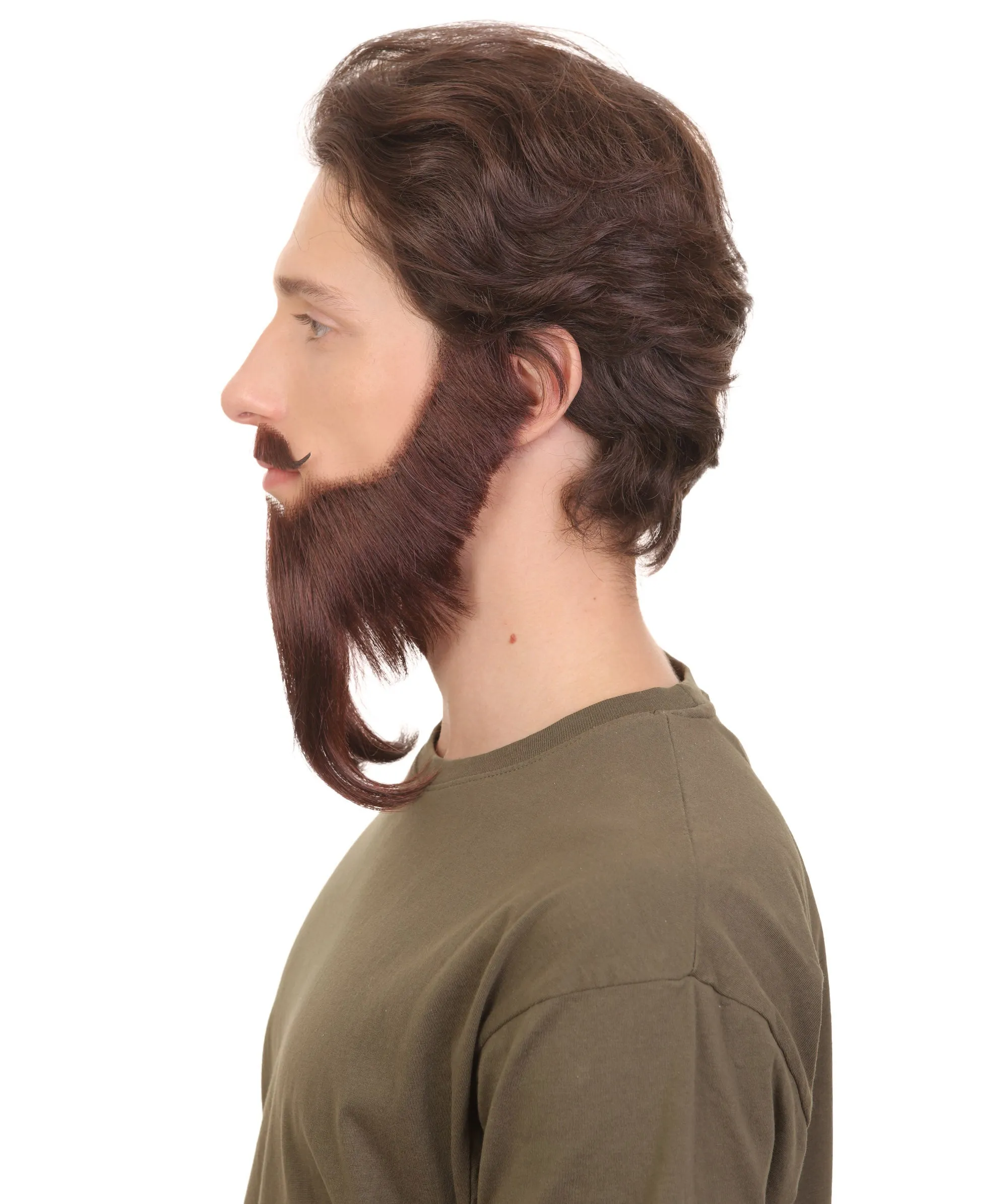 Adult Men's Short Dark Brown French Fork Beard, Synthetic Fiber